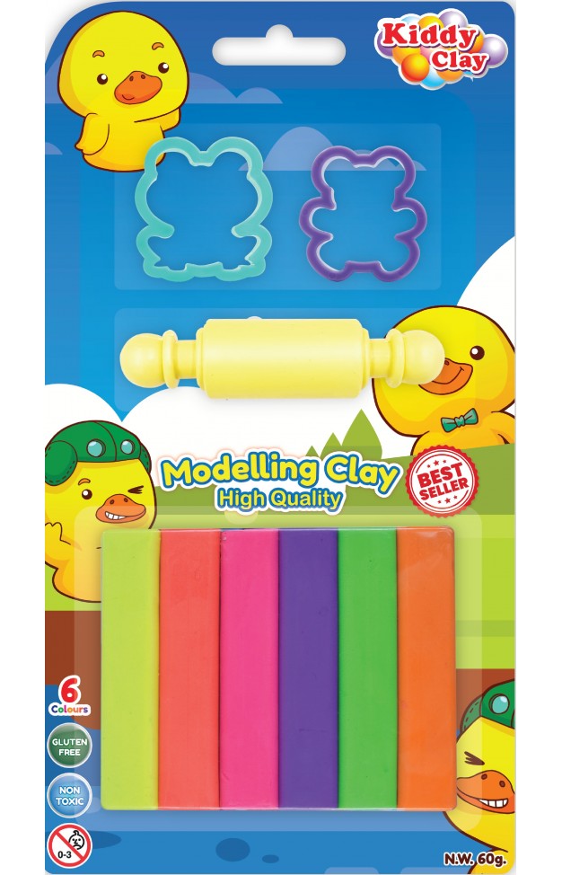 Kiddy Clay Modeling 6 Colors  2 Cutter 1 Roller